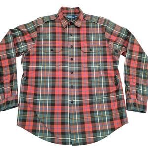 VTG Polo Ralph Lauren Plaid Shirt XL Safari Workwear Epaulets Utility Pockets
